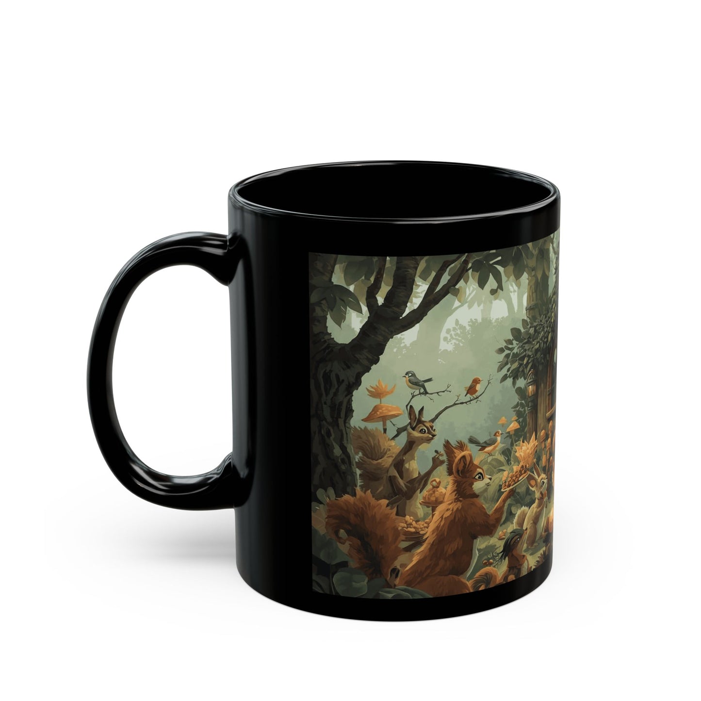 Forest Wildlife Black Cat Mug — Drift Off 11oz/15oz